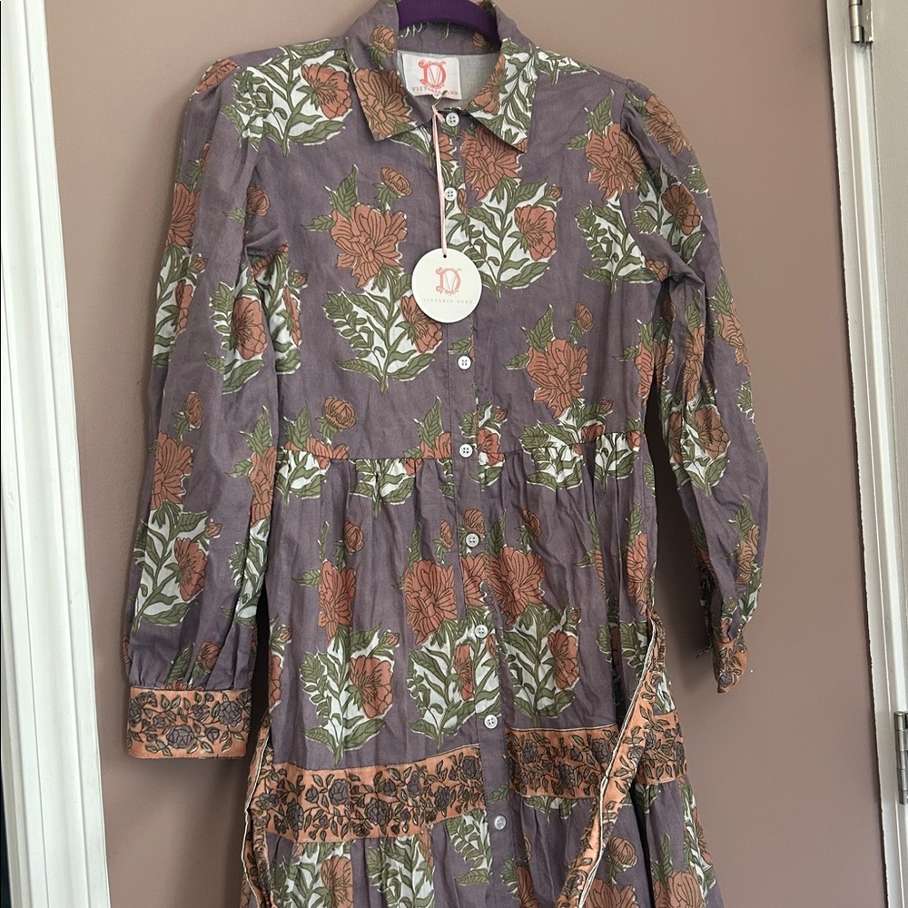 NWT Victoria Dunn Floral Boho Cottagecore Midi Dress Size XS - Picture 12 of 14